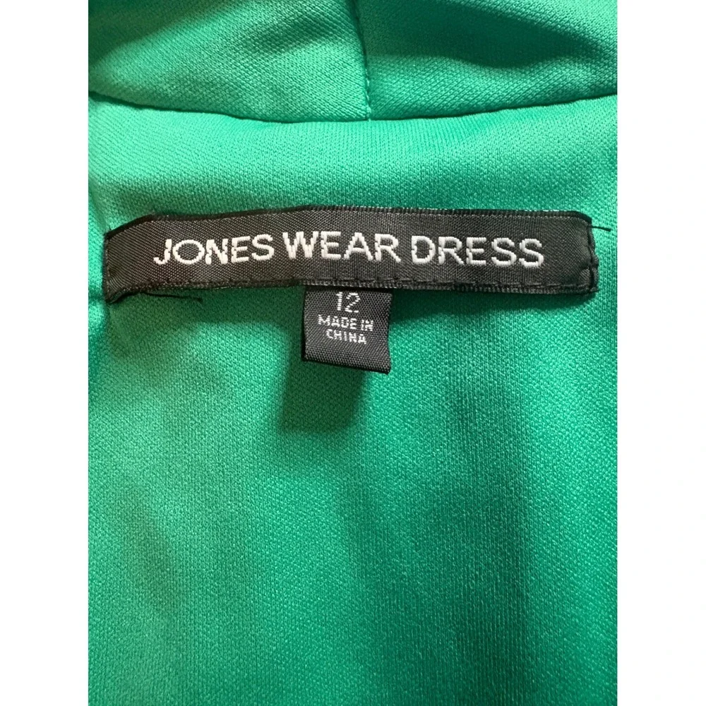 Jones Wear Dress Women's 12 Green Halter V-Neck Ruched Waist Sleeveless Midi - Picture 3 of 7